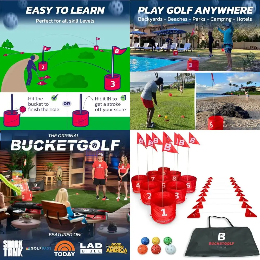 

Portable 9-Hole Golf Game: Ultimate Family & Kids Fun for Outdoor, Lawn, Park, Beach, Yard