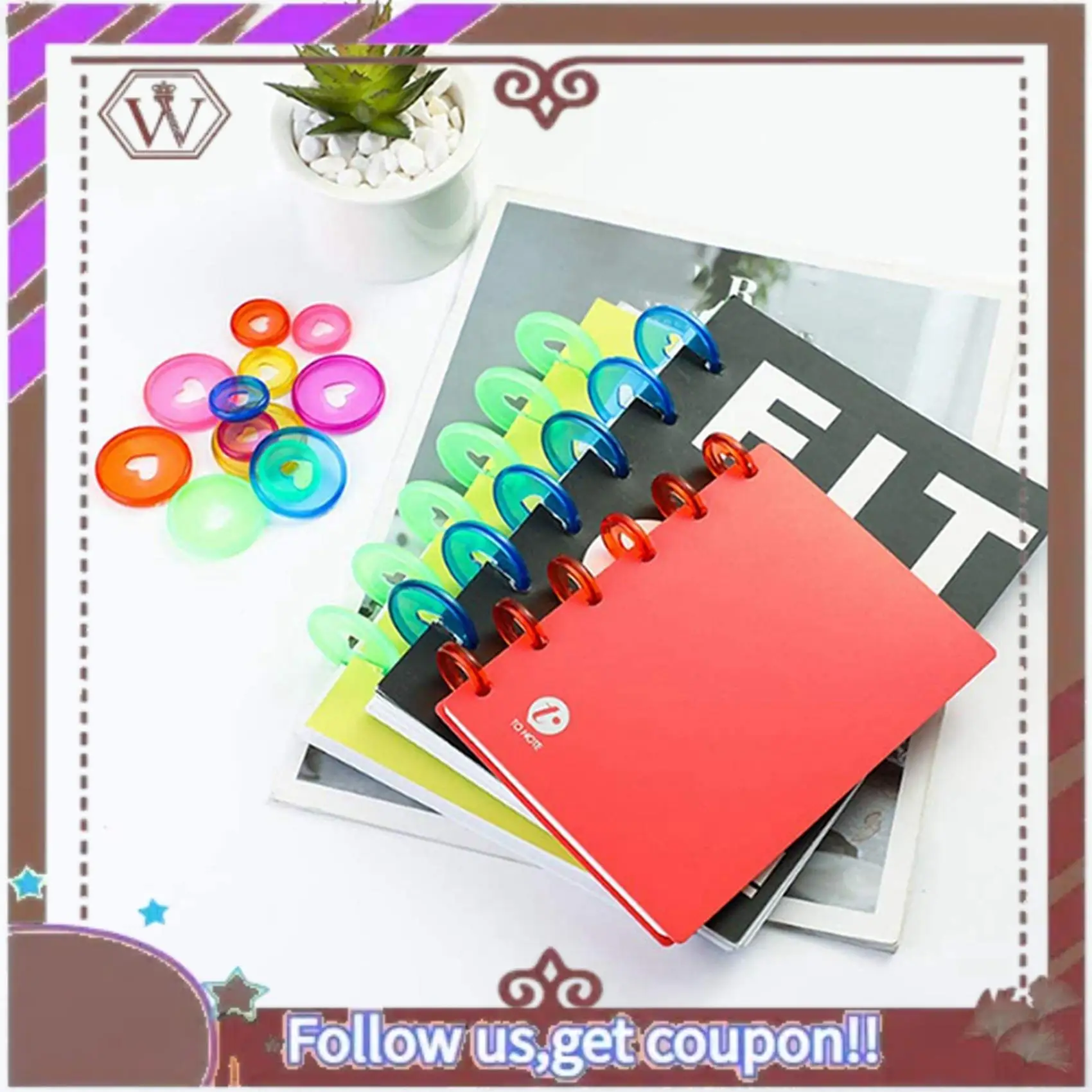 ABBG-120 Pcs 24Mm Plastic Book Binding Discs, Discbound Expansion Discs, Heart Binder Rings Mushroom Hole For DIY Notebooks