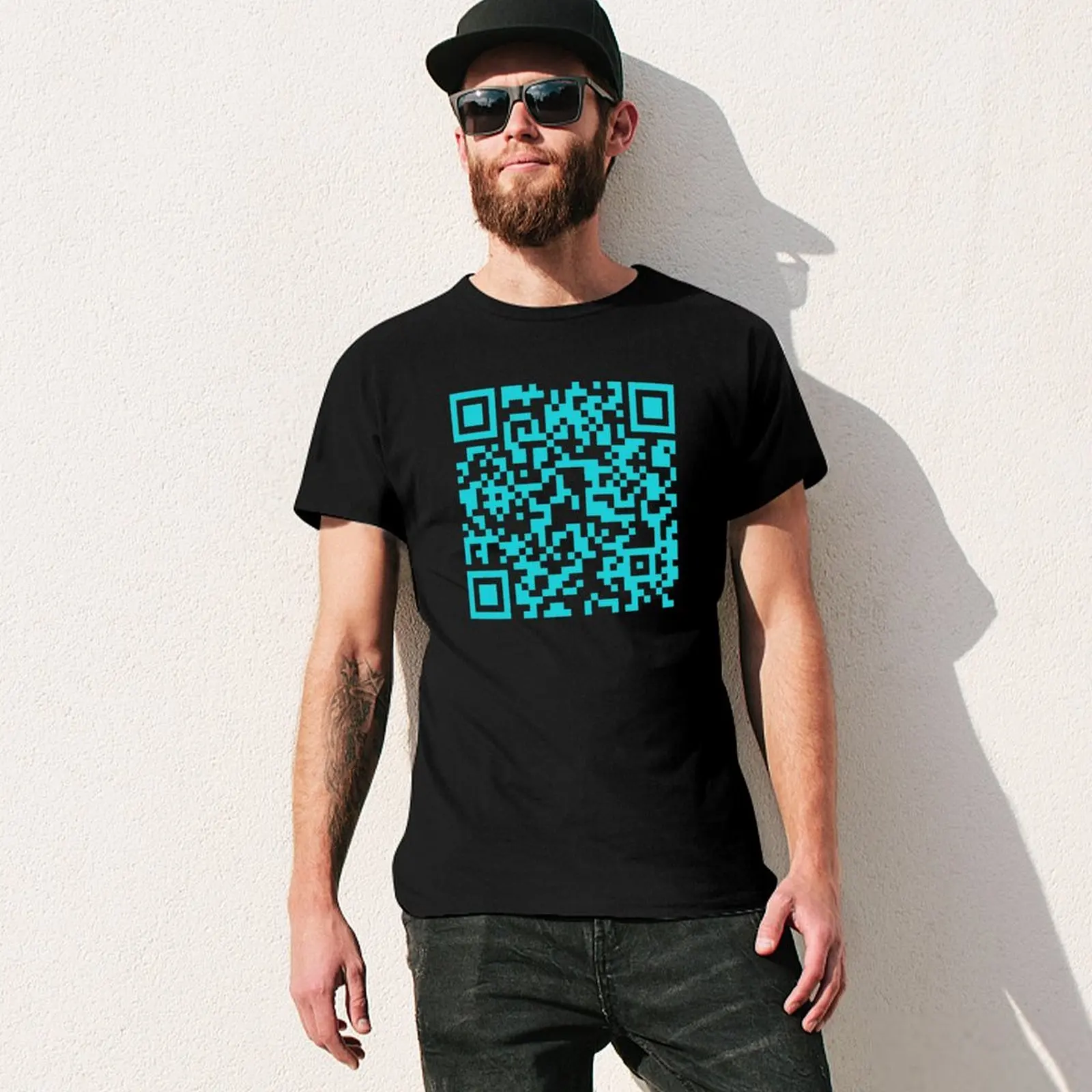 Rick roll QR code T-Shirt Soft Cotton Print T-Shirt view 3