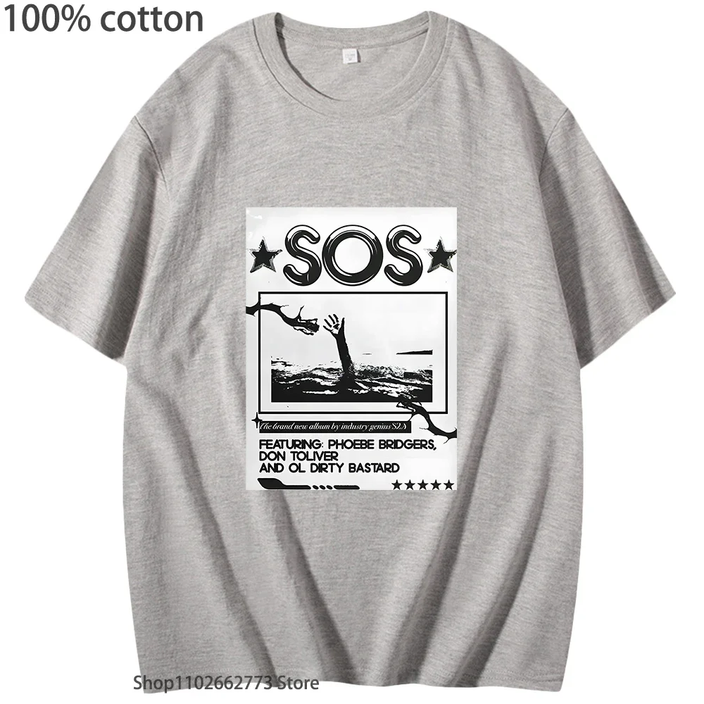 Koszulki Anime SZA SOS Gotyckie Komiksy Moda Harajuku Odzież Damska 100% Bawełna T-shirt Hip Hop Kreskówka Top Koszulka Męska