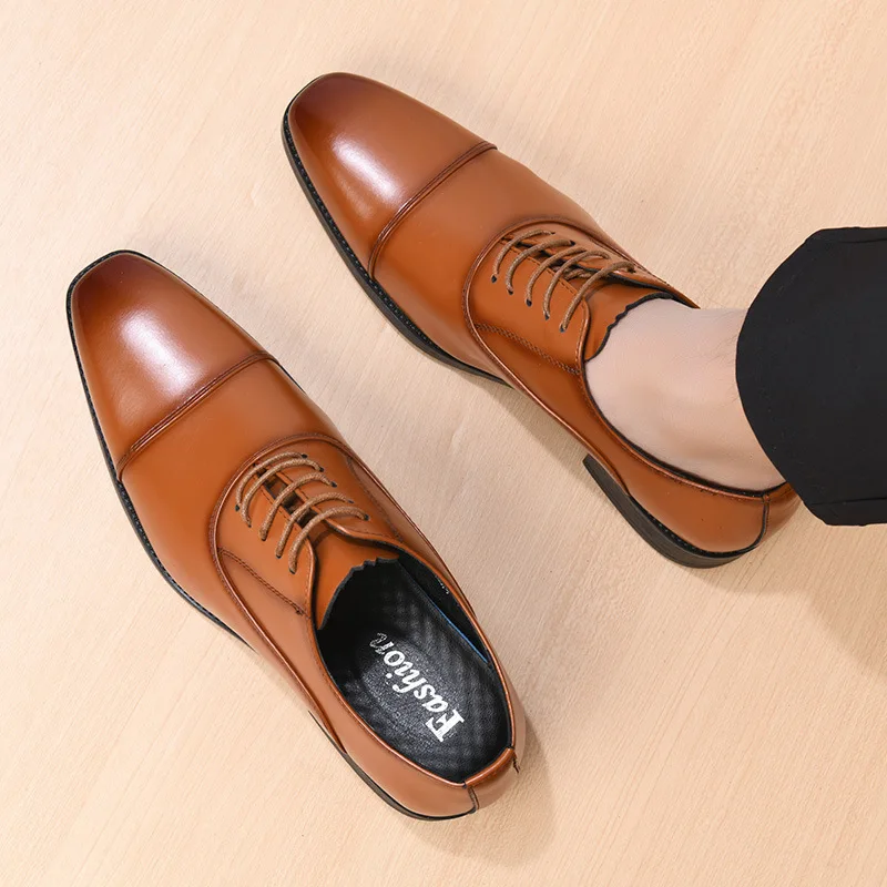 Men's Shoes Black Leather Formal Shoes for Men Oxfords Male Wedding Party Office Business Shoe Man zapatos de hombre Plus Size