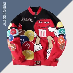 Bomber Letter M Embroidery Jacket Women Racing Motorcycle Punk University Baseball Jackets Loose Autumn Winter Hip Hop Coat 2023