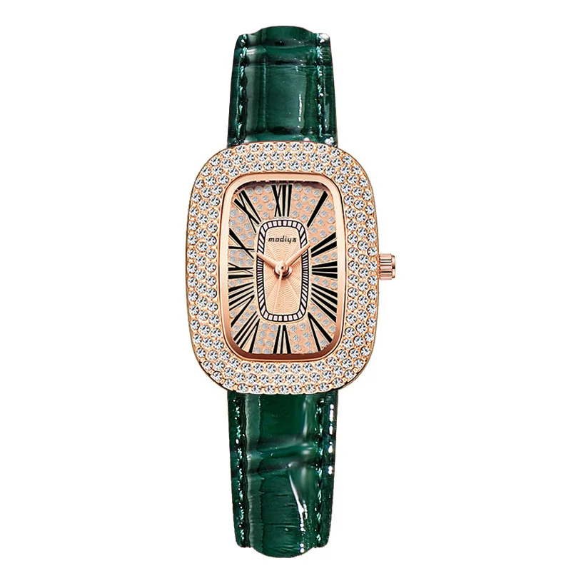 Vendite dirette della fabbrica Gypsophila Watch WomenwatchLive Broadcast orologio da donna Full Diamond Quartz Big Diamond Belt Green Watch