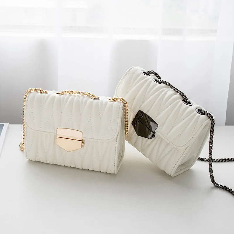 New Fashion Vertical Embroidered Lingge Chain Bag Elegant and Elegant Single Shoulder Crossbody Bag, Mobile Phone Change