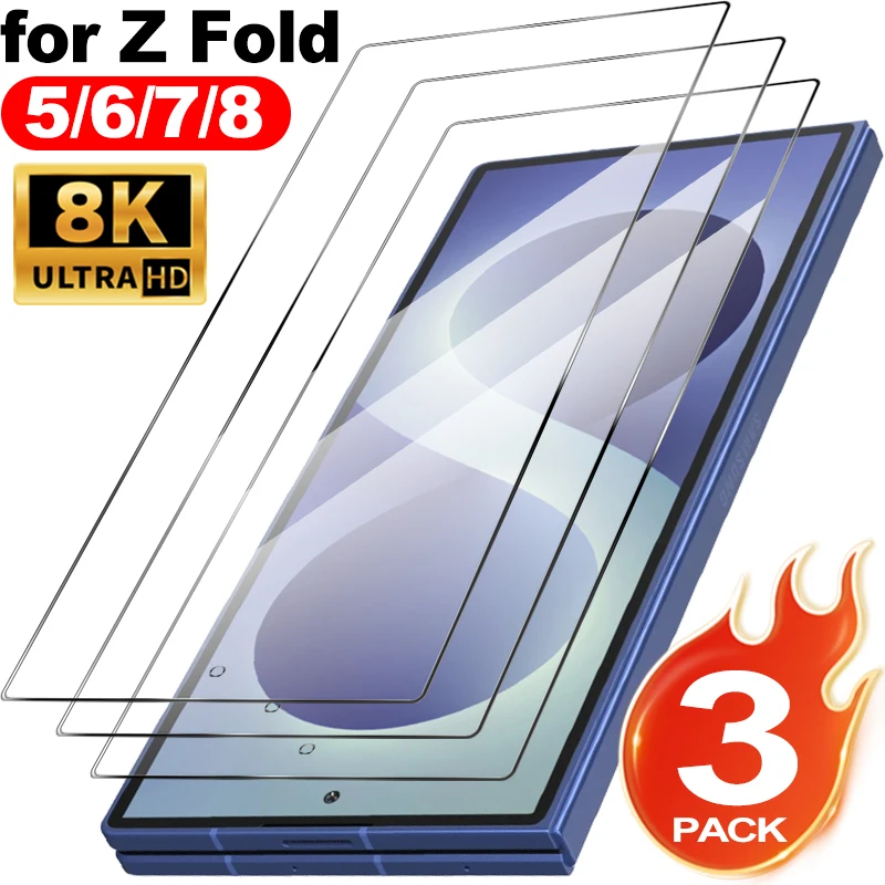 Protetor de Tela de Vidro Temperado para Samsung Galaxy Z Fold 8 7 6 5 4, Película Protetora de Cobertura Total para ZFold8 ZFold7 ZFold5 ZFold6