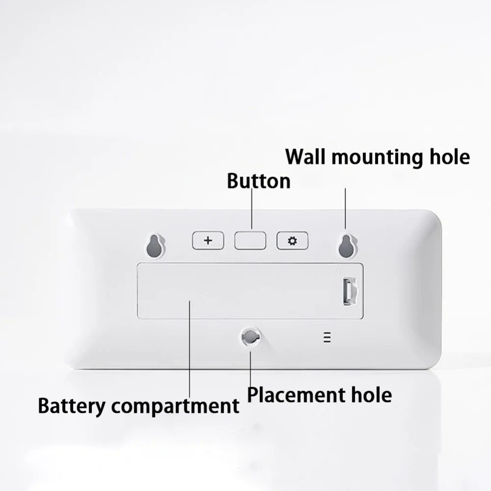 LED Digital Alarm Clock with Temperature and Humidity Monitor for Bedroom Office Desk with USB and Battery Power Supply