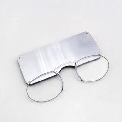 May Flower Rimless Foam Nose Clip On Reading Glasses Mini Portable Lazy Glasses With Alloy Case Men Women +1+1.5+2+2.5+3