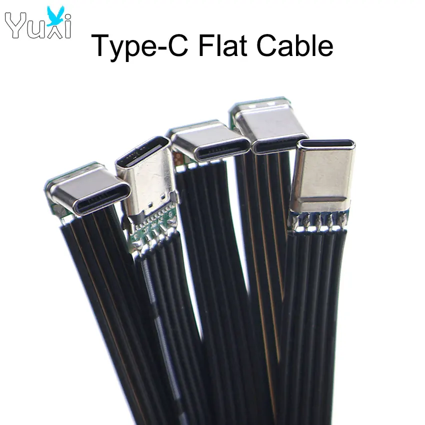 YuXi 1 Piece 50cm Thin Flexible USB C Type C Cable 20W 480Mbps Fast Transfer For Mobile Phone Tablet Headphone