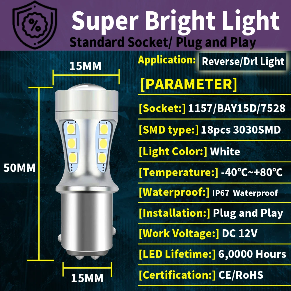 2pcs 1157 P21/5W BAY15D 7528 Led Brake Light Stop Lamp Tail Bulb 12v For Alfa Romeo Spider 145 146 147 156 166 GTV GT 937 Brera