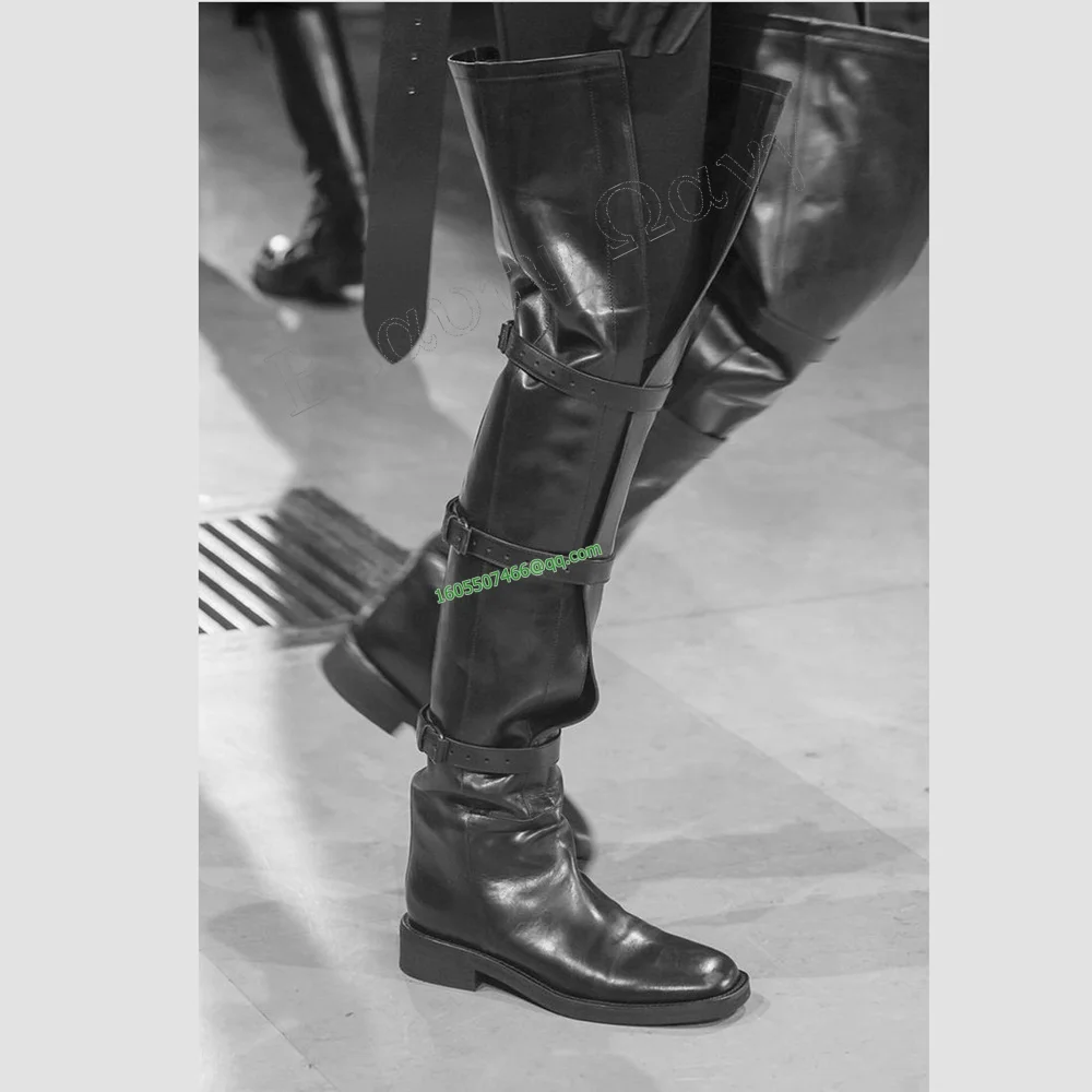 

Black Knight's Boots Big Thigh High Men's Shoes Soft Long Solid Round Toe Knee High Shoes for Men 2024 Zapatos Para Hombres