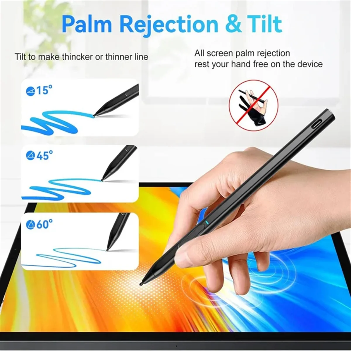 IYBBW-Chromebook Pen USI 2.0 Stylus Pencil Rechargeable 4096 Pressure Sensitive Palm Rejection for HP ASUS Samsung Acer Lenovo