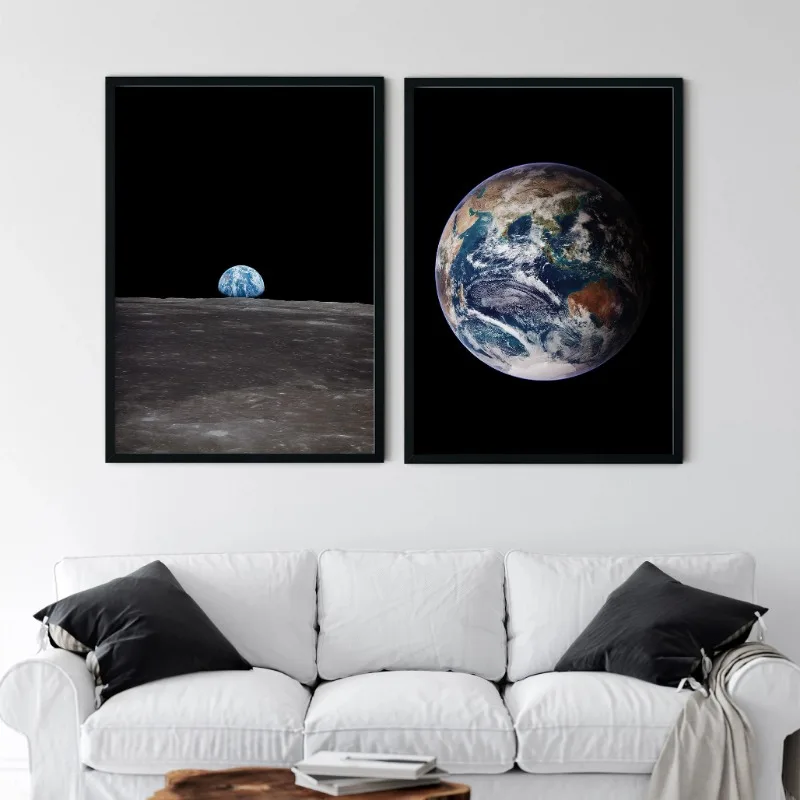 Earth From Space Moon Landing Astronomy Photography Posters Prints Canvas Painting Wall Art Picture for Science Room Home Decor