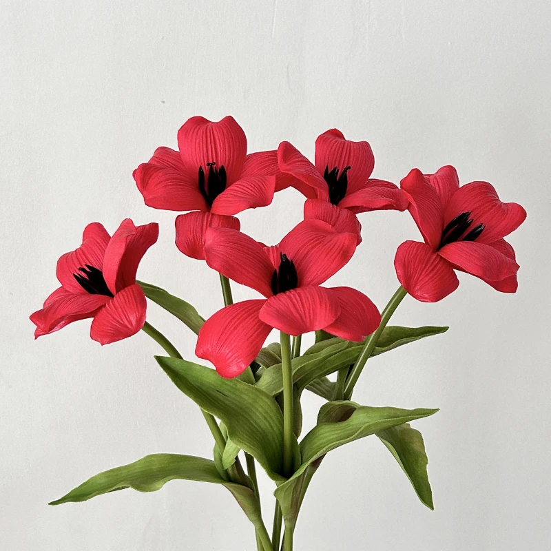 47CM High Quality PU Hand Feel Browni Tulip Artificial Flower Living Room Home Decoration Photography Prop