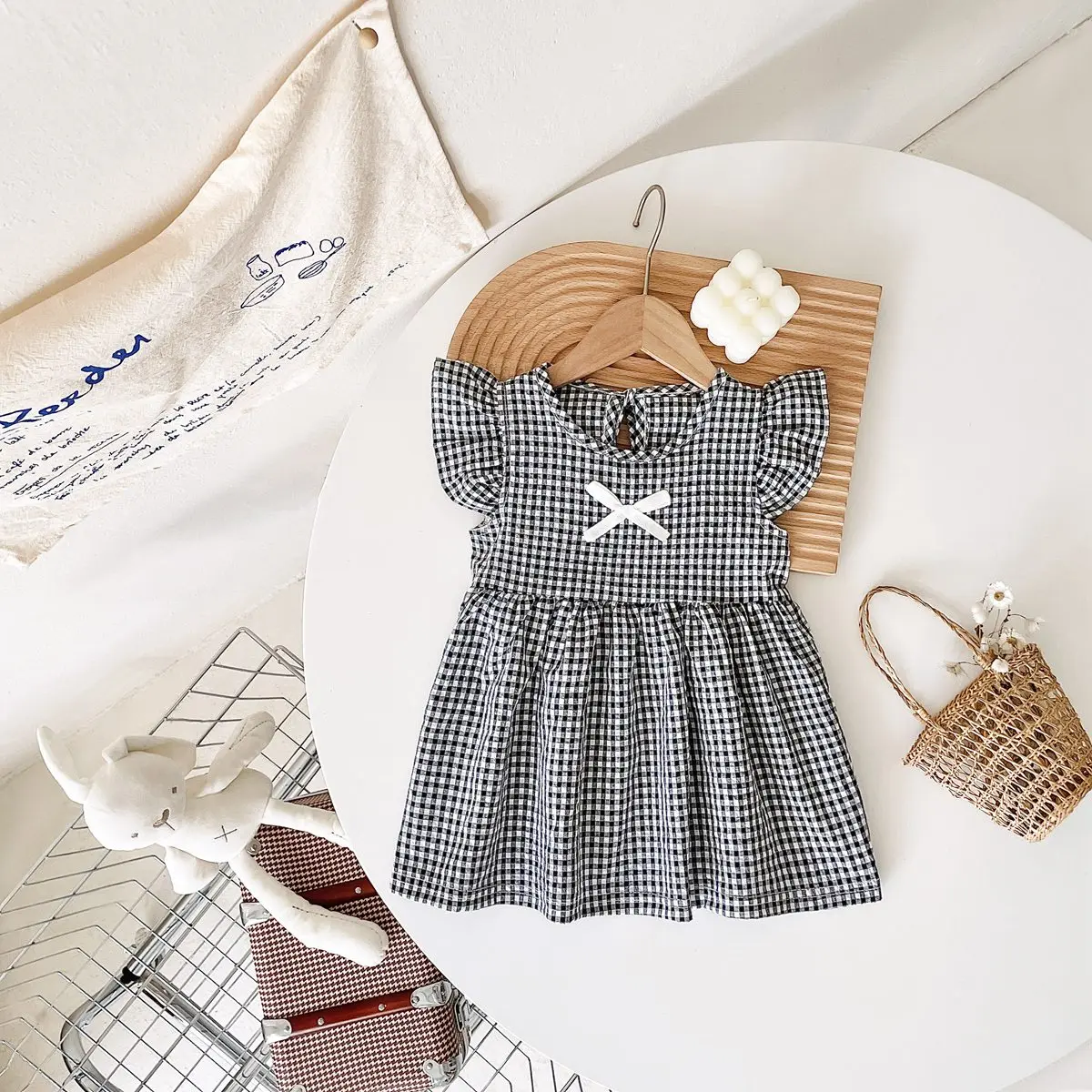 Sanlutoz Adorable Summer Baby Girls Dress Pure Cotton Korean Style Princess Kids Dress Plaid