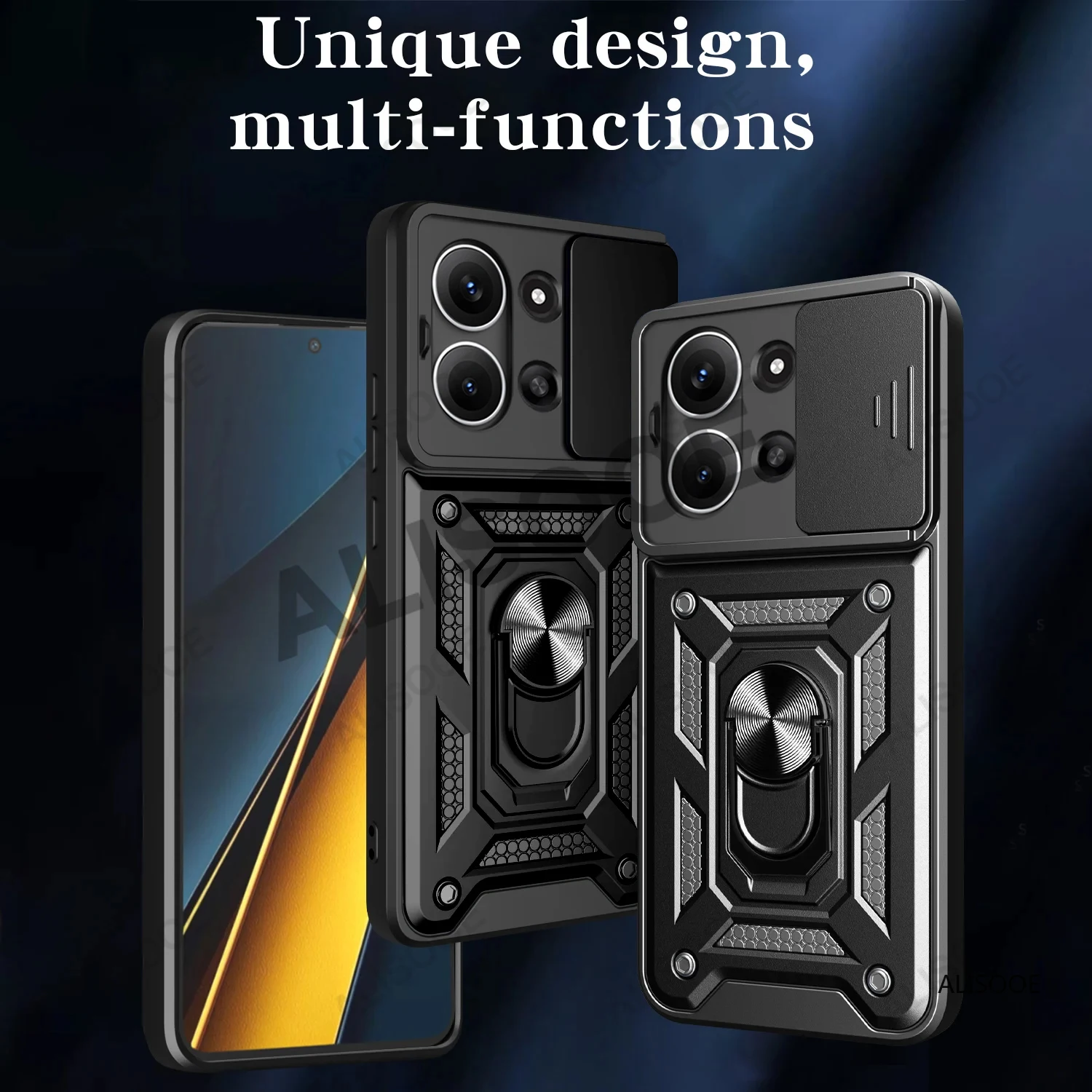 Für Xiaomi Redmi 15C (173mm) Europa Version Fall Rüstung Rutsche Kamera Drehbare Ring Ständer Halter Schutz Abdeckung Capa Funda