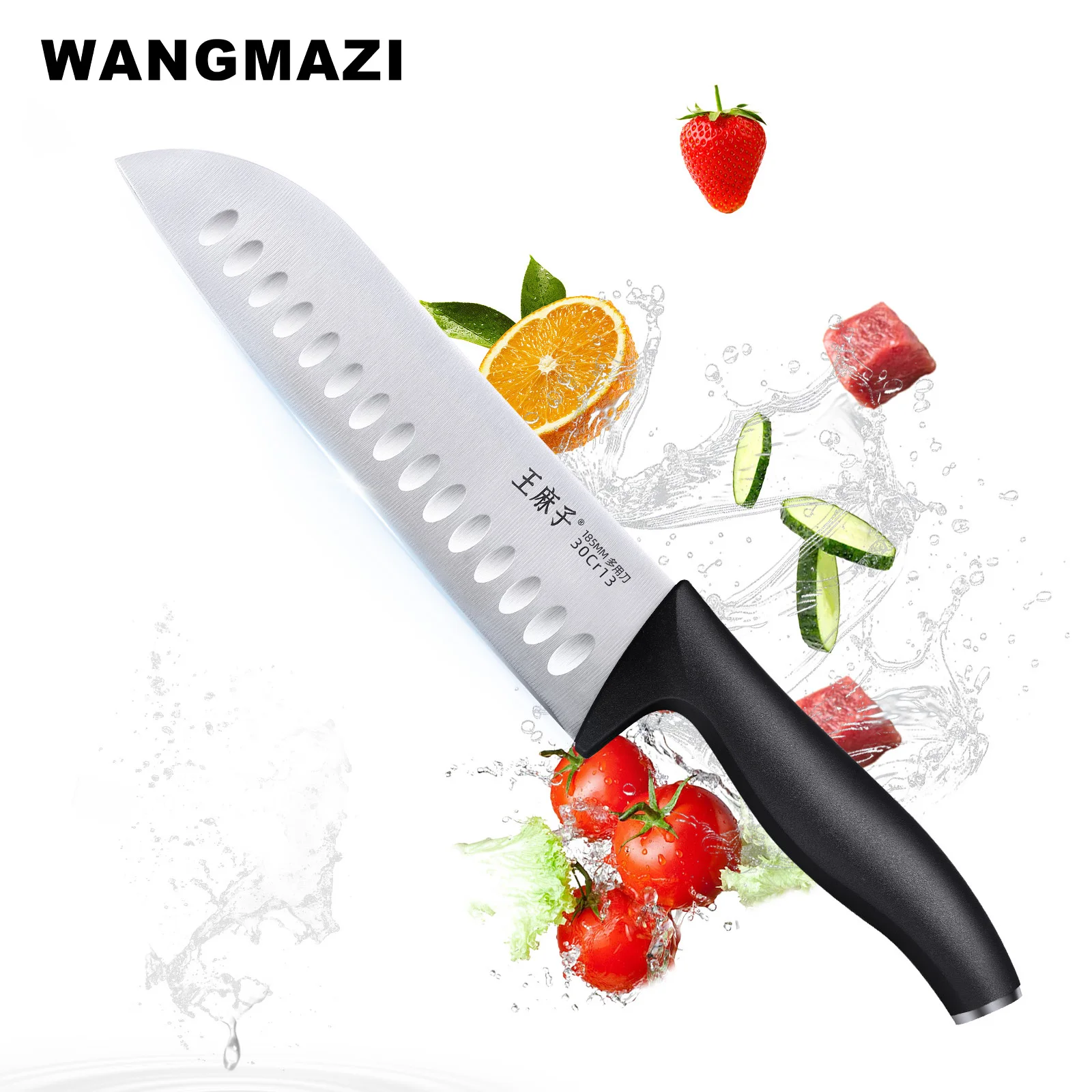 

WANGMAZI Kitchen Santoku Knife Stainless Steel Slicing Chef Knives Ultra Sharp Vegetable Fruit Meat Cutting Knife Cook Knives