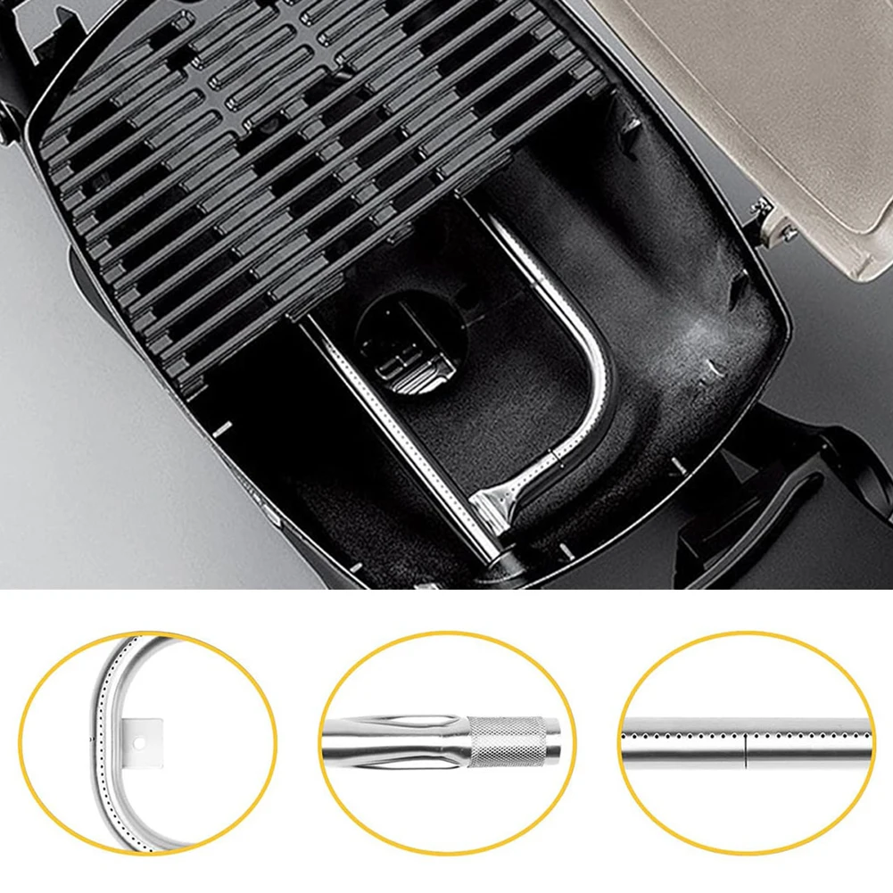 BBQ Grill Pipes Stainless Steel Barbecue Gas Burner Tube Replacement BBQ Tube Part Replace For Weber Q100 Q120 Q1000 Q1200 BabyQ - view 3
