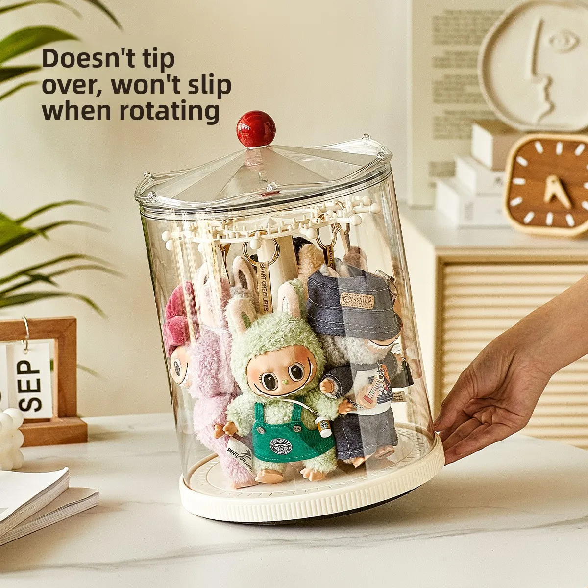 Rotating Blind Box Display Rack Hanging Storage Bubble Mart Figurine Dust Cover Desktop Doll Ornament Storage Rack