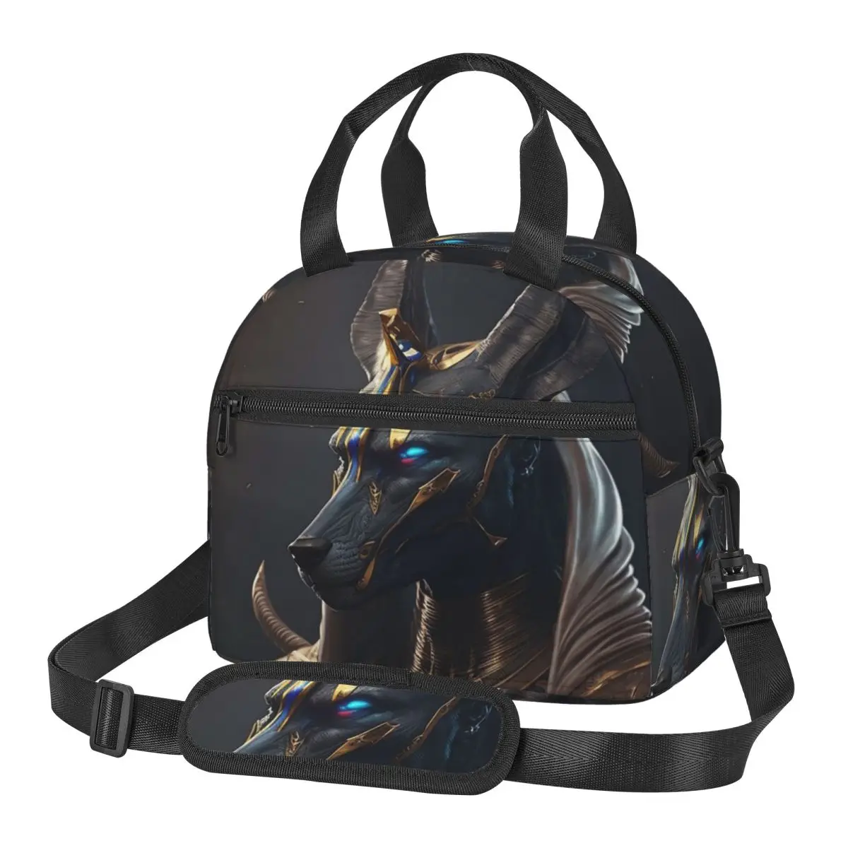 Egyptian God Anubis Art Lunch Bags Insulated Bento Box Portable Lunch Tote Picnic Bags Cooler Bag for Woman Kids