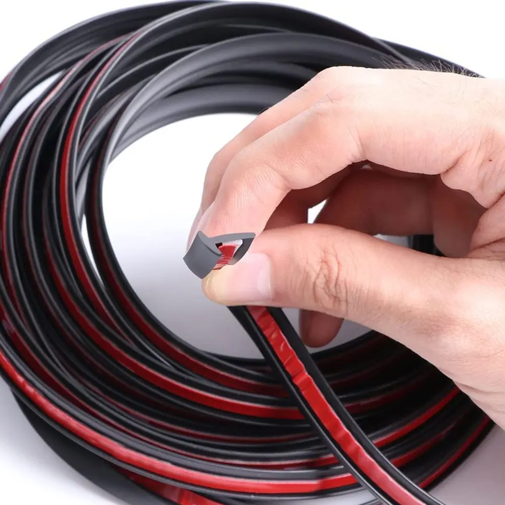 2meter Black Universal Automotive Gap Filling Slanted T-Bead Sealant Rubber Sealing Strip Car Accessories Waterproof Auto Parts