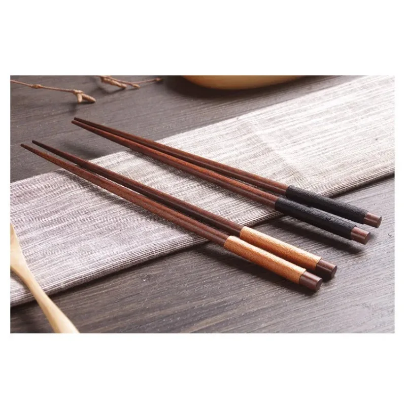 Wind Wood Chopsticks with Twisted Wire Beech Wood Pointed Chopsticks Anti Rolling Falling Red Sandalwood Wood Bamboo Chopsticks