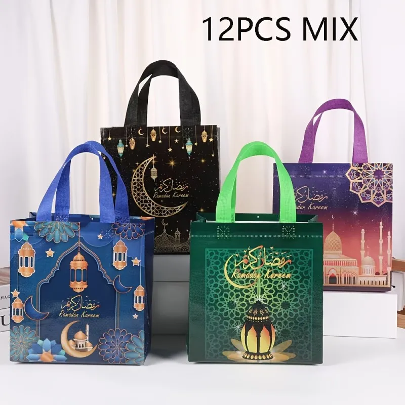 

EID Mubarak Decor Non-Woven Tote Bag Gift Packaging Portable Foldable Handbag Reusable Shopping Bag Grocery Storage