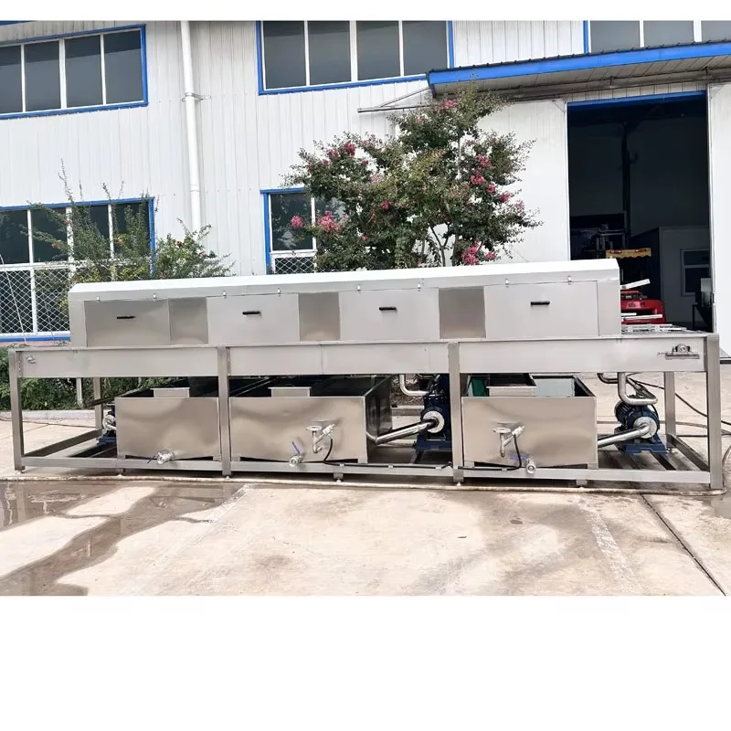 Customized 3-Tank Industrial Crate Washing Machine SUS304 Stainless Steel Commercial Basket Cleaning Equipment