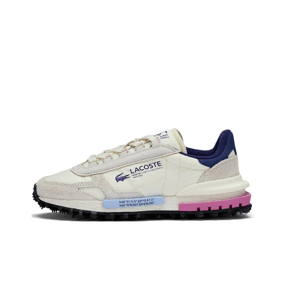 POIZON LACOSTE Sapatos casuais femininos de cano baixo, confortáveis, resistentes à abrasão, cor bege