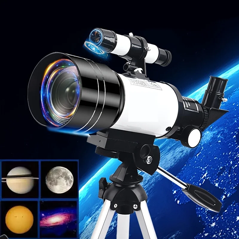 70mm Table Astronomical Telescope 150X Beginners Monocular Moon-watching Telescope with Tripod Child Birthday Gift Telescope