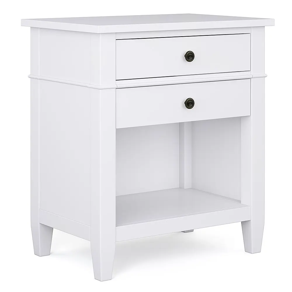 Carlton SOLID WOOD 24 inch Wide Transitional Bedside Nightstand Table in - White