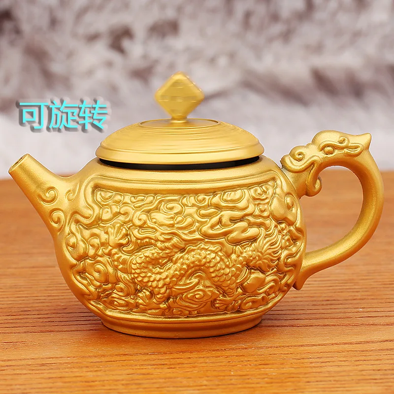 

Sand Gold Handle Teapot New Dragon and Phoenix Rotating Mahjong Southeast Northwest Wind Mini Teapot Handheld Piece Street Stall