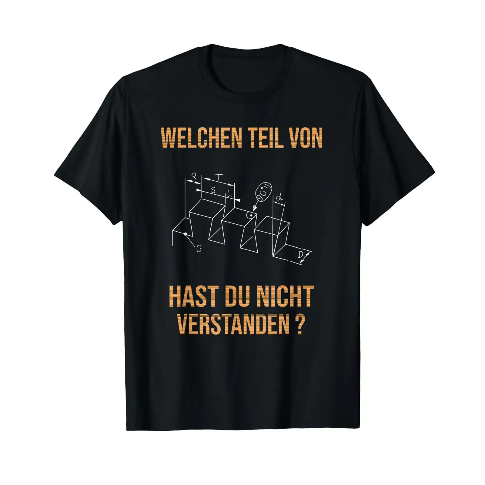 Funny German Saying Dovetail Joint Sketch Carpenter Woodworker Handyman Black Casual T Shirt vintage Washed Stretched