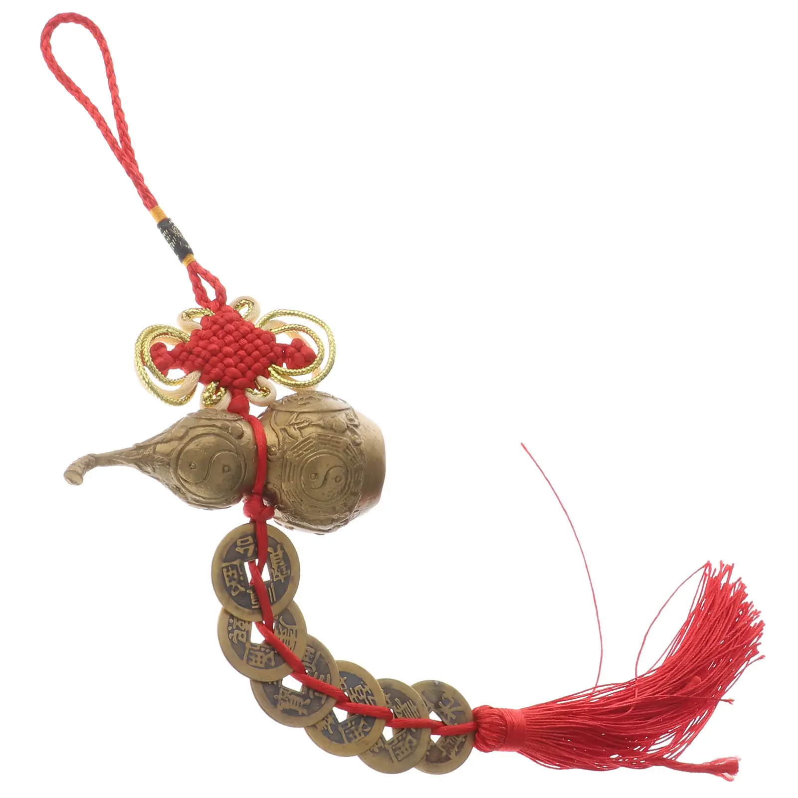 Creative Six Emperor Coins Gourd Pendant Copper Coin Decorative Calabash Ornament Desktop Ornament Office Decor
