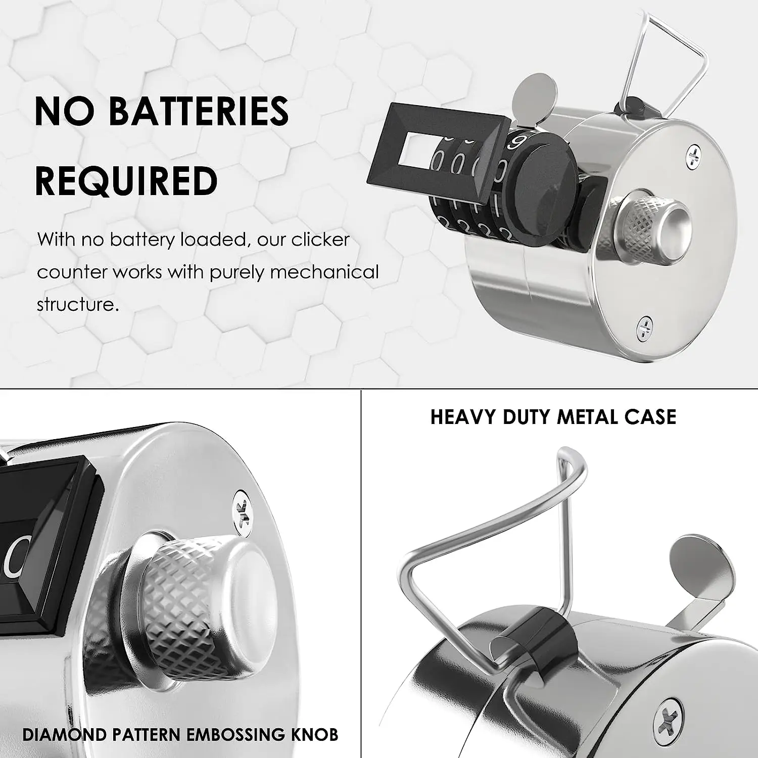 Metal Handheld Tally Counter 4-Digit Number Count Clicker Counter, Hand Mechanical Counters Clickers Pitch Counter for Coaching