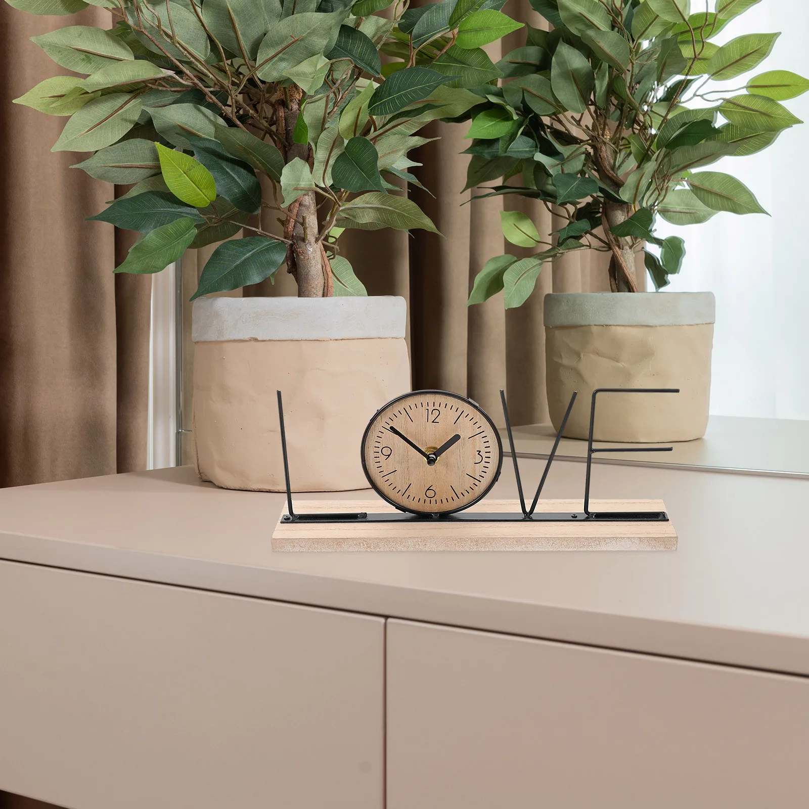 

Desktop Decorative Mute Clock Classical Style Retro English Letter Reading Shelf Clock for Living Room Bedroom Bedside