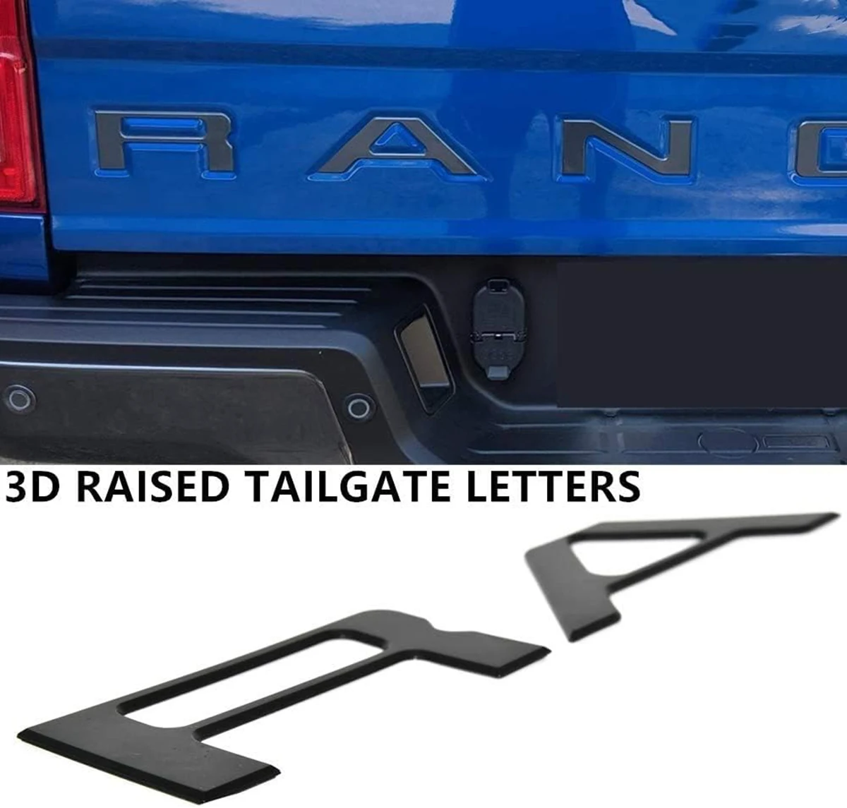 Insertos de puerta trasera de coche, emblemas traseros en relieve 3D, calcomanías adhesivas para Ford Ranger 2019 2020, accesorios de decoración de