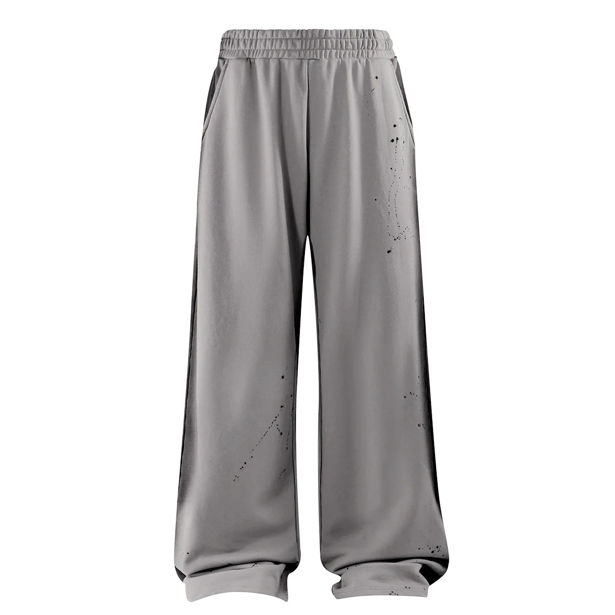 

2025 Autumn/Winter Street Spray Color Graffiti Washed Sweat Pants Baggy Vintage Straight Wide Leg Sweatpants Men Elastic Waist