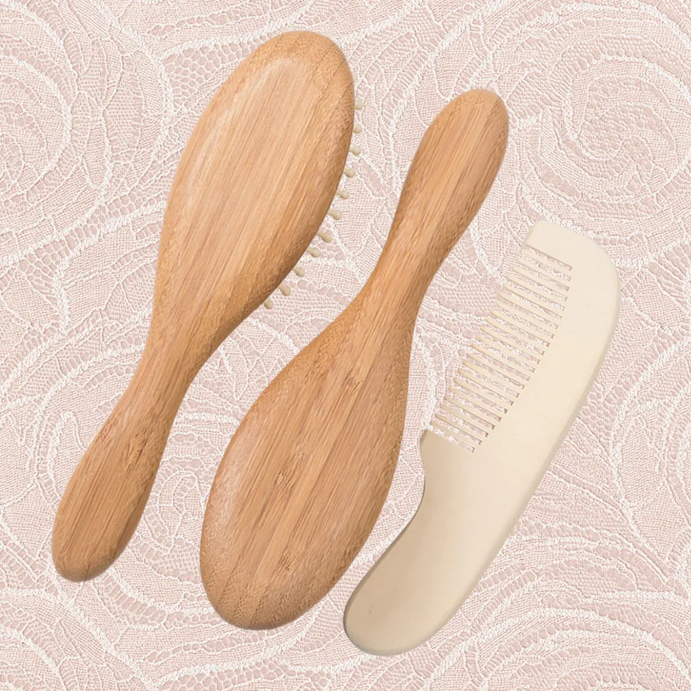 3Pcs Bath Brush and Wooden Hair Comb Set for Gentle Scalp Massage Deep Cleaning Healthy Hair Bathing Tools
