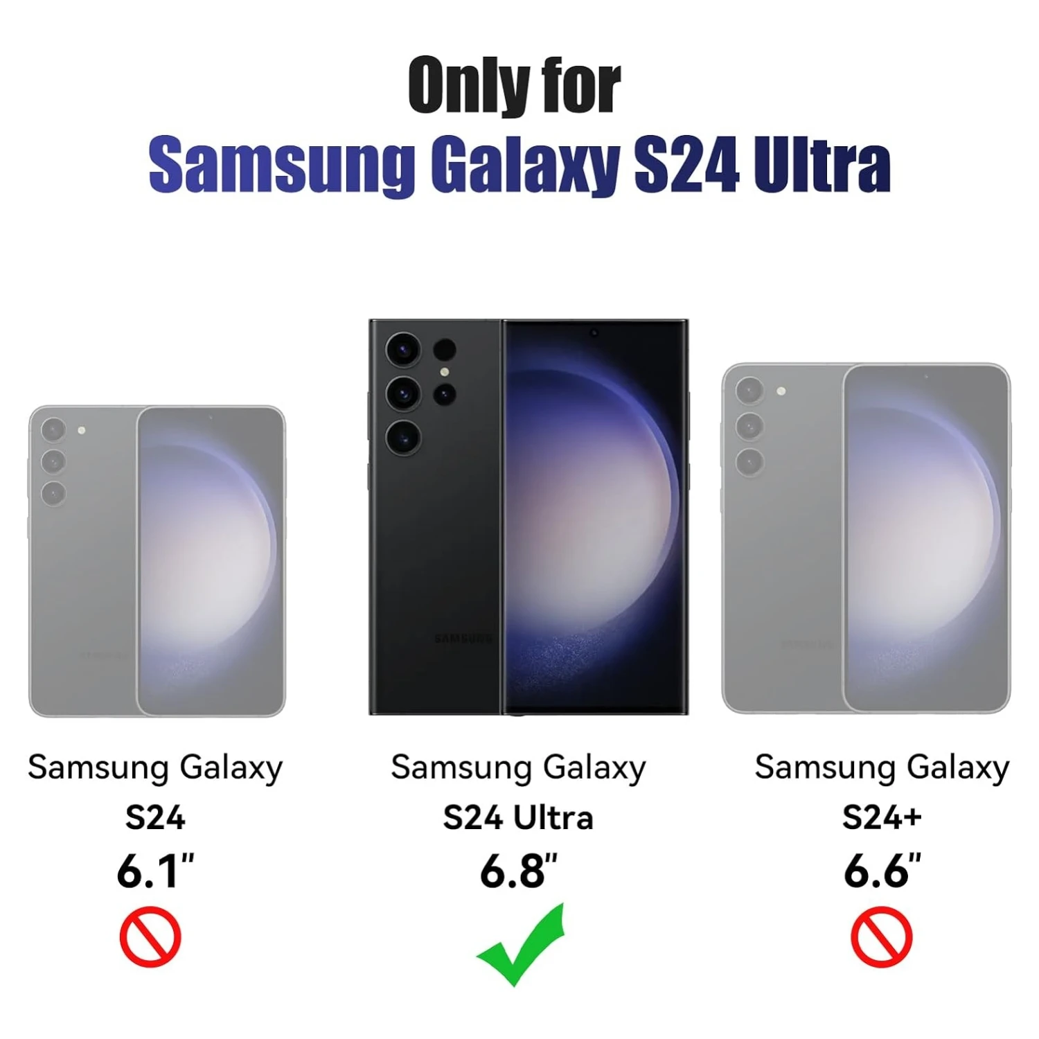 Camera Lens Protector for Samsung Galaxy S24 Ultra Individual Metal Ring Tempered Glass Camera Screen Protector for S24 Ultra