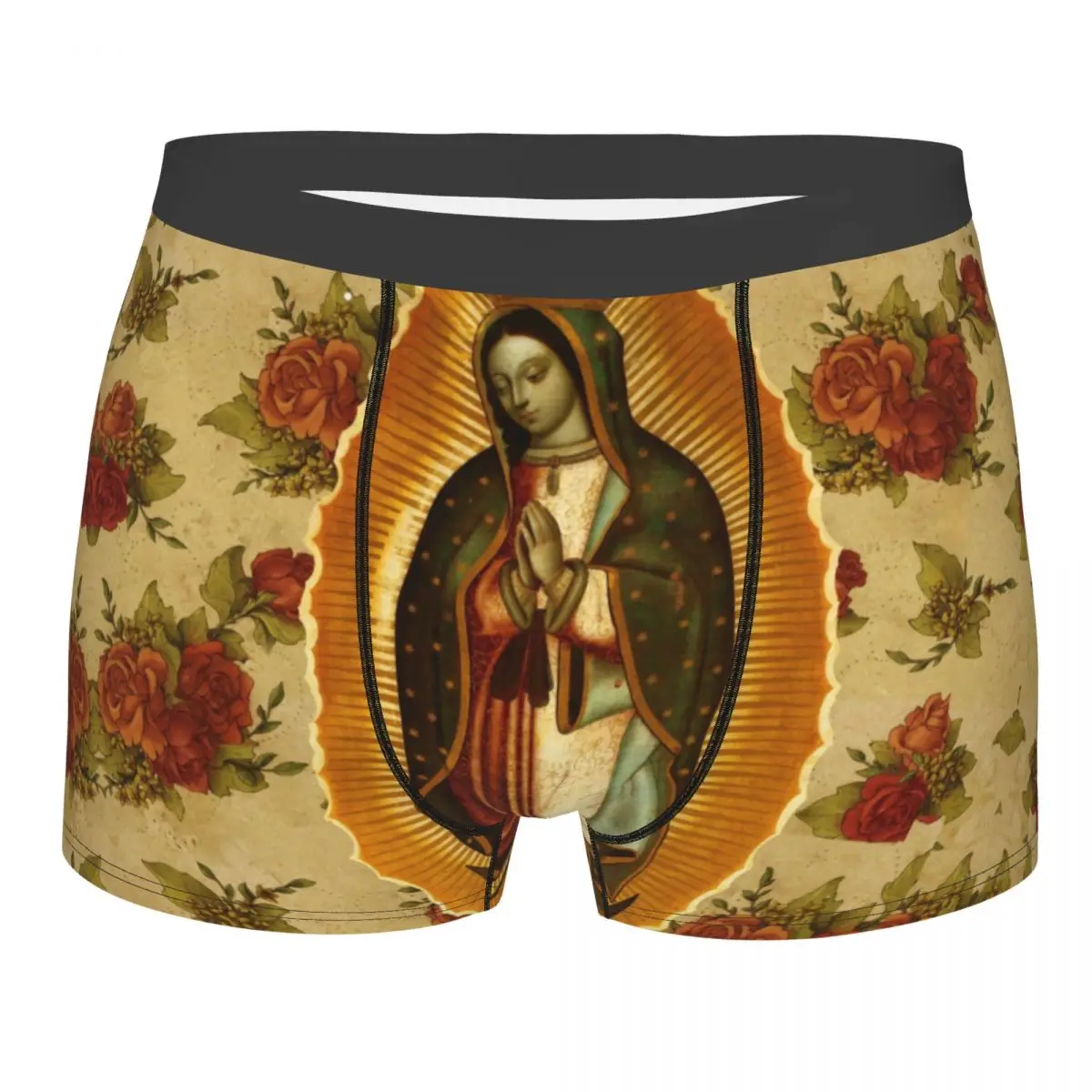 Mexican Virgin Mary Of Guadalupe Boxers Shorts Panties Men\'s Underpants Breathable Religious ChristianSaint Briefs Underwear