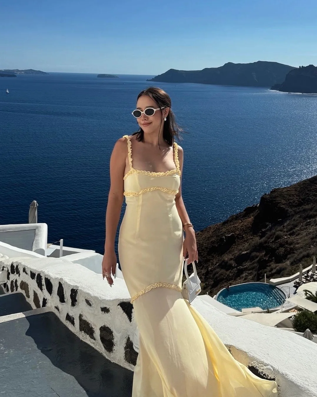 Aangepaste sierlijke jersey avondjurk mode vierkante kraag spaghettibandjes mouwloze feestjurk hoge kwaliteit ce