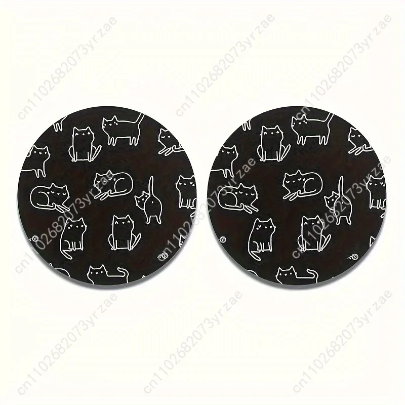 

Cute Cat Car Coasters 2pcs Absorbent Anti Slip Car Coasters Scalding Waterproof Easy Clean Car Interior Accessories
