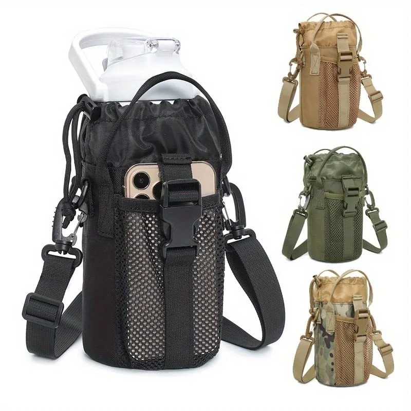 

LUC 1000D Nylon Water Bottle Cover Bag Tactical MOLLE Bag Large Capacity Cross Body Phone Storage Bag Water Bottles Holder