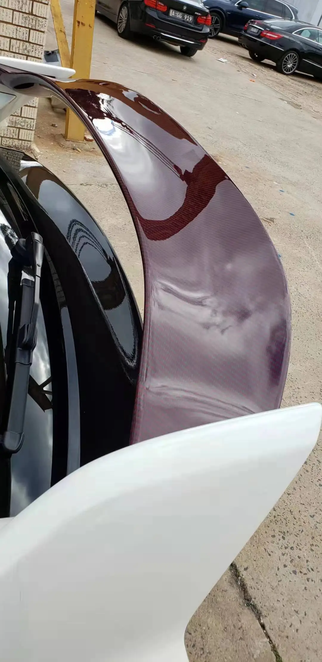 For H-onda TypeR C-ivic FK8 Modified Tail Plate Cafra Red Carbon Fiber Tail Wing