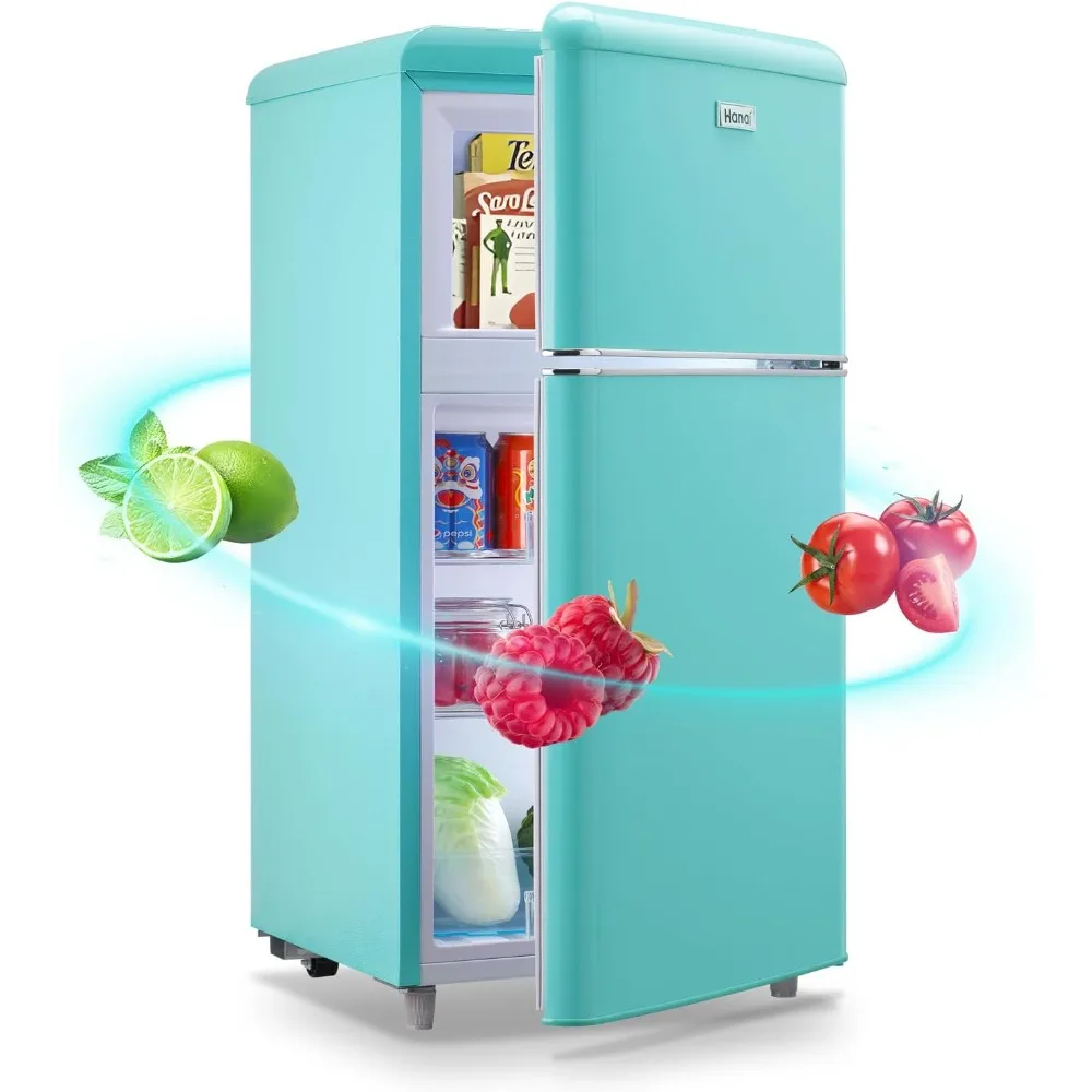 Mini Fridge, Refrigerator 3.5 Cu.Ft Adjustable Temperature with Top Mount Freezer Built-in Light Ideal for Home, Office, Dorm