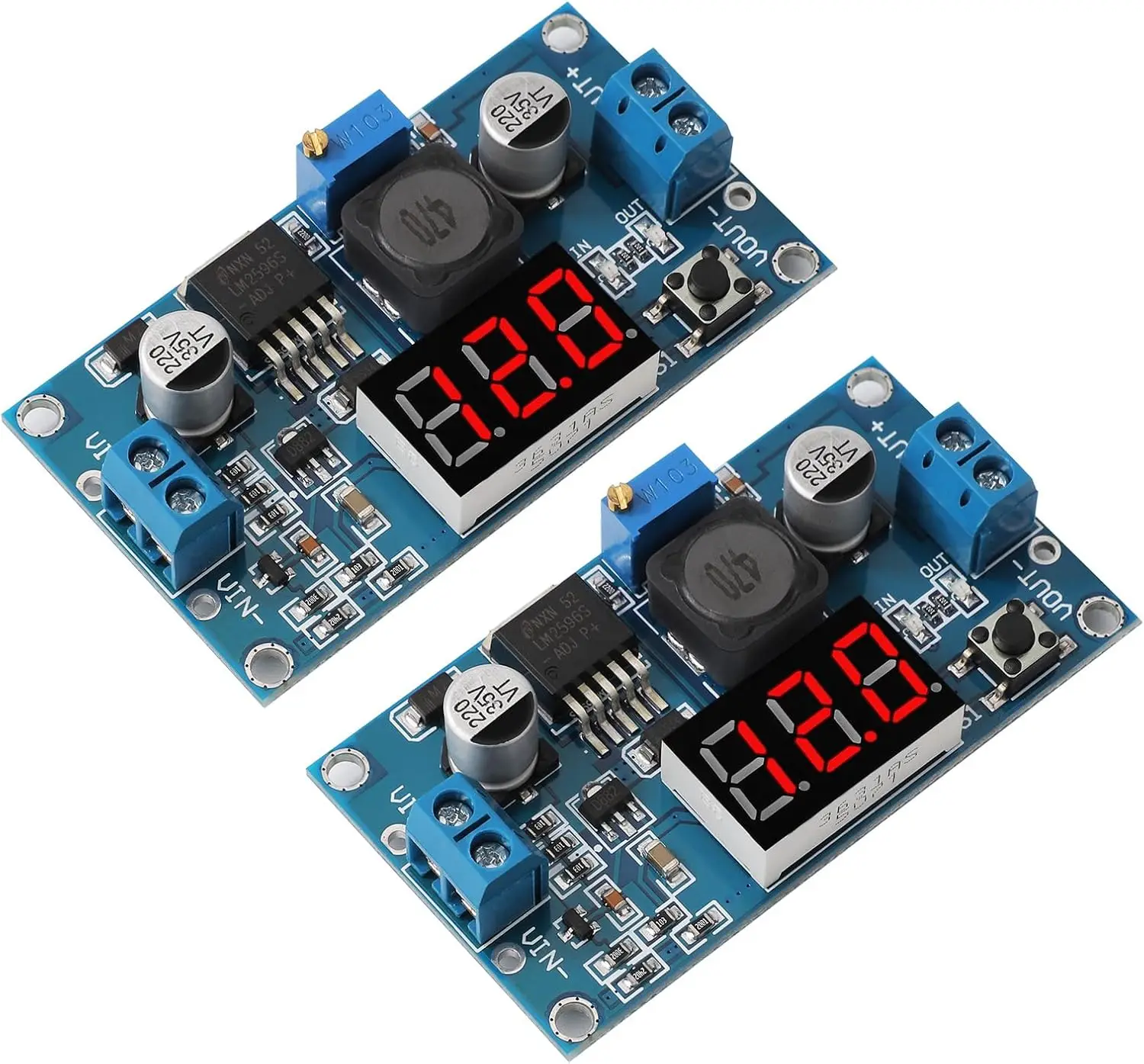 LED Display LM2596 Buck Converter - DC to DC Buck Converter Adjustable Voltage Regulator 4-40V to 1.25-37V