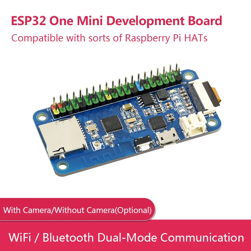 

ESP32 One Mini Development Board With WiFi / Bluetooth, Optional Camera, Compatible with sorts of Raspberry Pi HATs