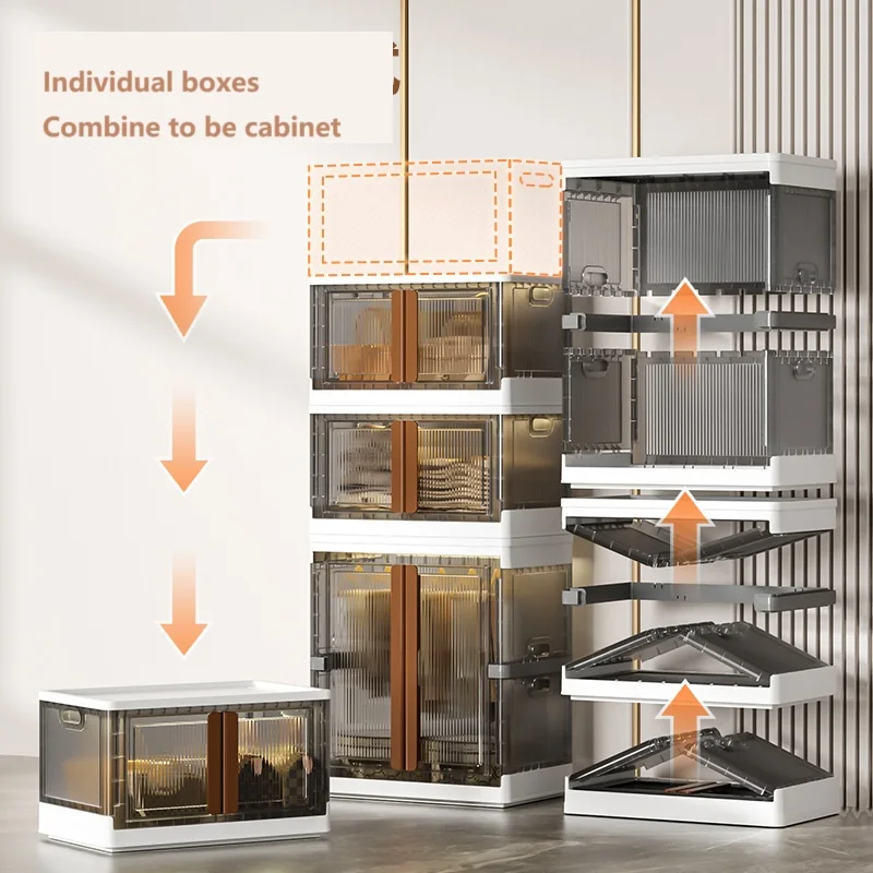 Formwell Simplicity Wardrobe with Hanging Area, Compartment and Storage Boxes Combination, Transparent Front Door