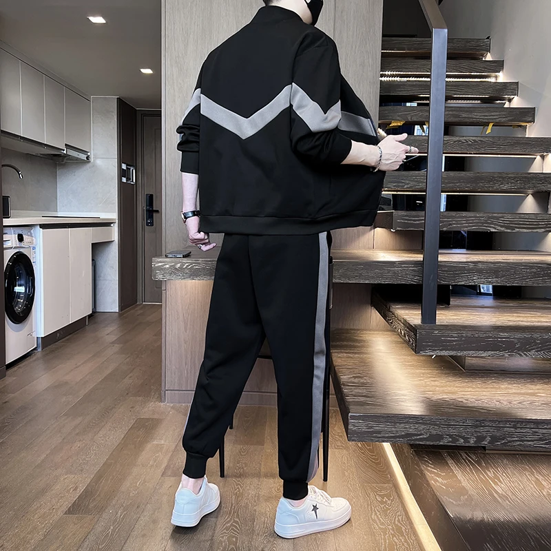 가을 패치워크 트랙슈트 남성 2피스 스포츠웨어 세트 스 - Jogger Sweatpants Men 리뷰 및 가격