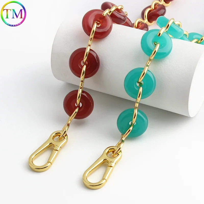 Length 70.5cm Metal Round Acrylic Resin Chains Detachable Handbag Shoulder Strap For Purse Wallet Bags Strap Decor Accessories